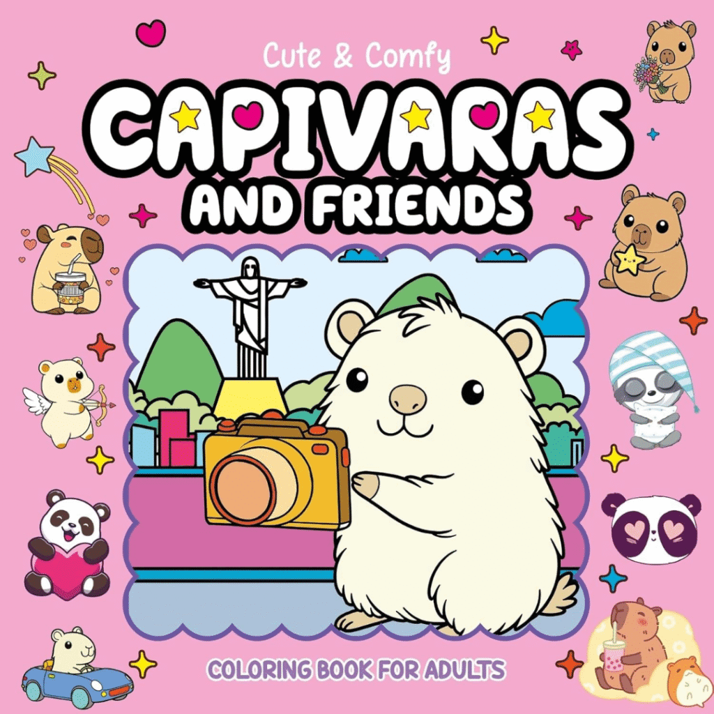 Livro de Colorir: Cute & Comfy Capivaras and Friends | Bobbies Good