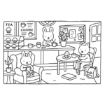 Bobbie Goods Cafeteria dos Coelhinhos e Gatinho: Barista, Cupcake e Poltrona – Desenho Grátis