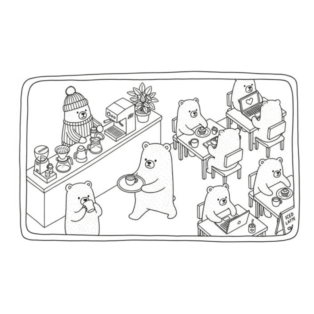 bobbie goods ursos café latte para imprimir pdf grátis colorir!