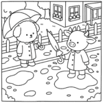 bobbie goods cachorro porquinho chuva para imprimir pdf grátis colorir!