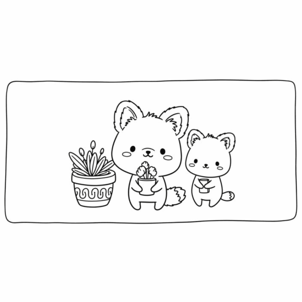 Desenho Bobbie Goods Capivara com Plantinhas para Colorir – PDF Grátis para Imprimir