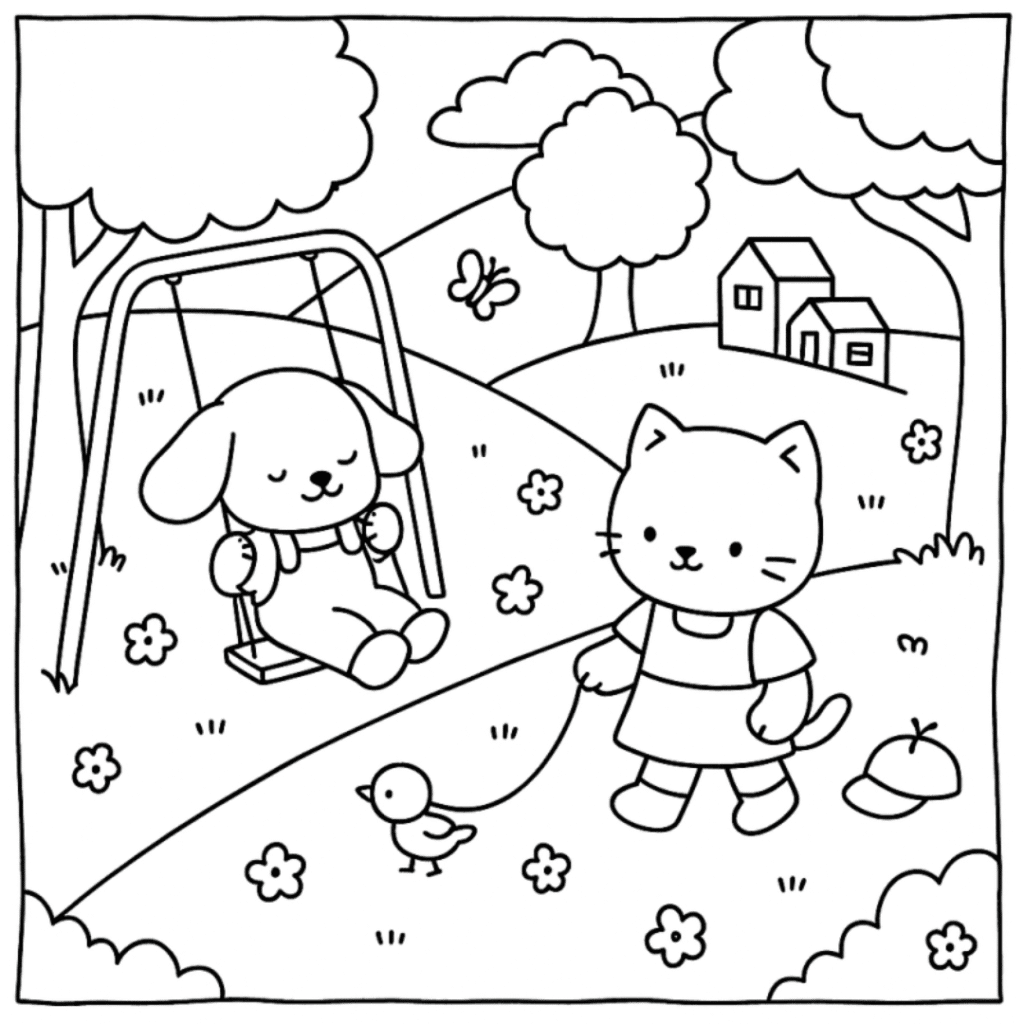 bobbie goods cachorro gato parque para imprimir pdf grátis colorir!