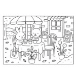 Bobbie Goods Para Imprimir – Coelho e Gato Tomando Café Grátis PDF | Cupcake Fofo Uszon Brasil