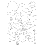 bobbie goods para imprimir grÁtis: piquenique 5 amigos com donuts, café e sol sorrindo pdf