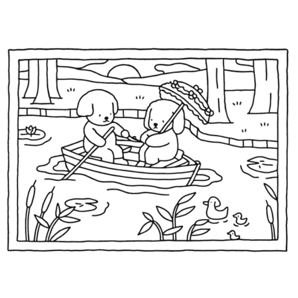 bobbie goods cachorrinhos barco lago para imprimir pdf grátis colorir!