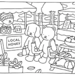 bobbie goods para imprimir grÁtis: feirinha orgânica com ursinhos comprando mel, frutas e sacolinhas cheias!