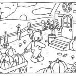 bobbie goods para imprimir grÁtis: ursinho fazendeiro colhendo abóboras com carrinho e gatinho no ombro!