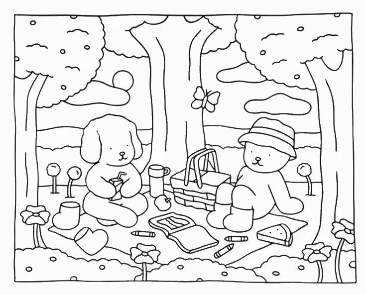 bobbie goods para imprimir grÁtis: piquenique ursinhos no parque com cestinha, sanduíche e borboleta!