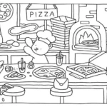 bobbie goods para imprimir grÁtis: ursinho pizzaiolo acenando na pizzaria com forno a lenha e fatia voando!