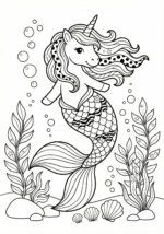 Unicórnio Sereia para Colorir