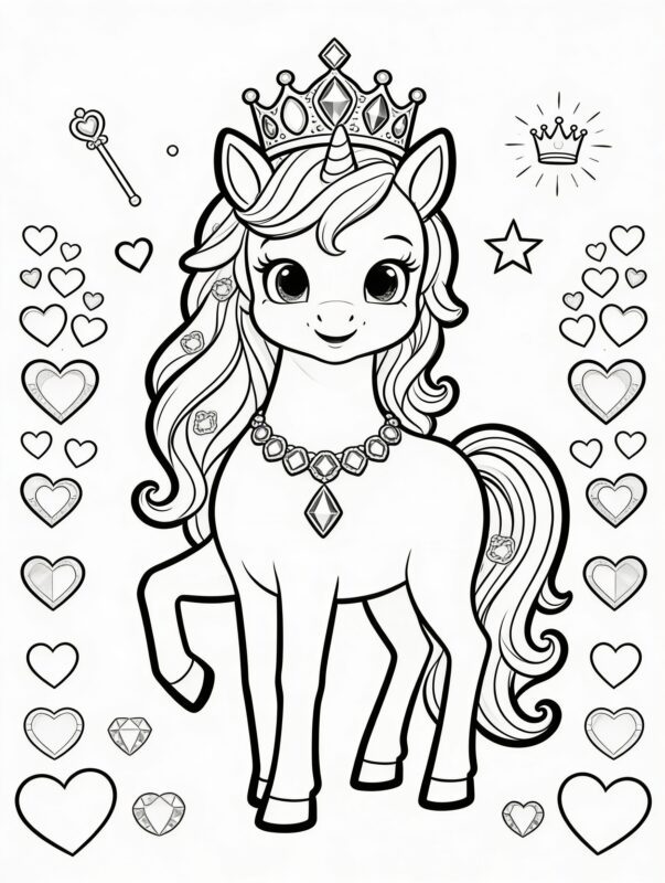 unicornio princesa para colorir