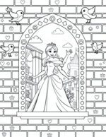 princesa no castelo para colorir