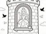 princesa no castelo para colorir