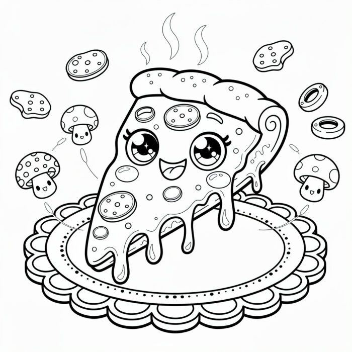 Pizza Feliz para Colorir