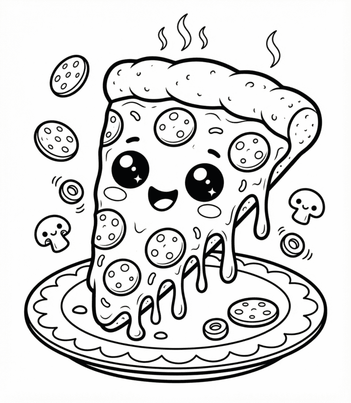 Pizza Feliz para Colorir