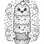 sorvete kawaii para colorir