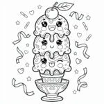 sorvete kawaii para colorir