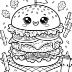 desenho de hambúrguer fofo