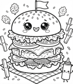 desenho de hambúrguer fofo