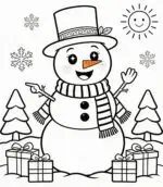 boneco de neve para colorir