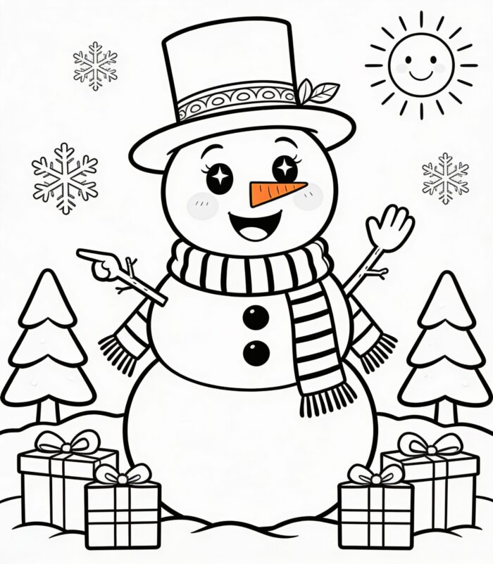 boneco de neve para colorir