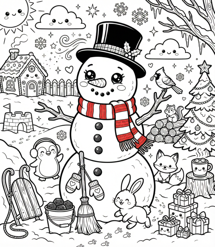 boneco de neve para colorir