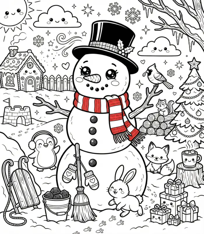 boneco de neve para colorir