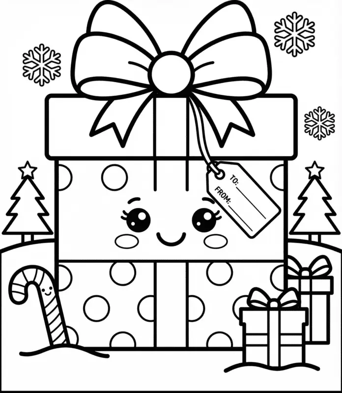 presente de natal para colorir