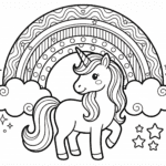 Unicórnio com Arco-íris para Colorir
