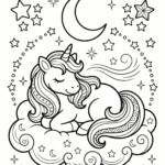 unicornio dormindo para colorir