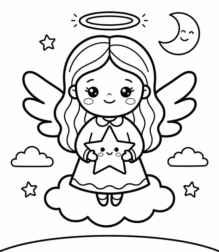 anjo de natal para colorir