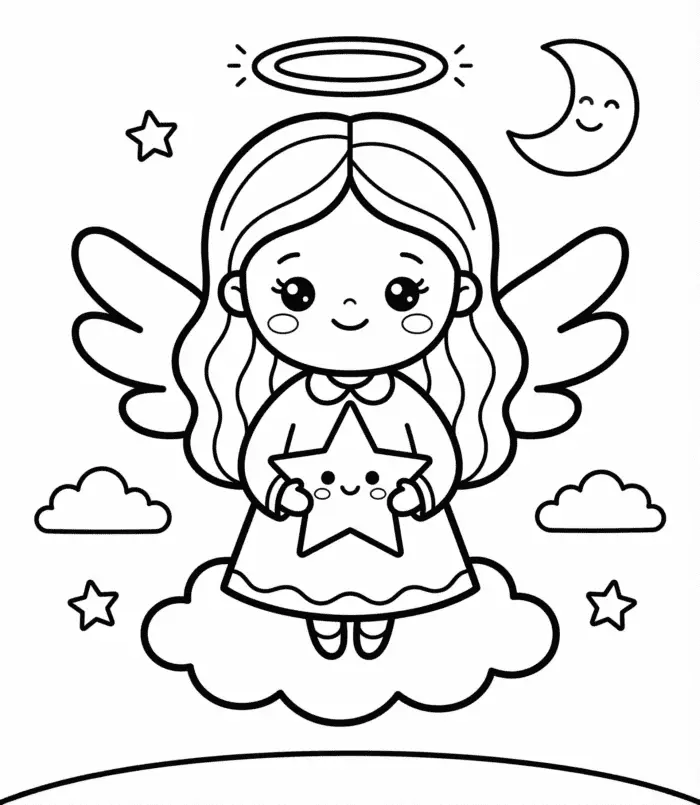 anjo de natal para colorir