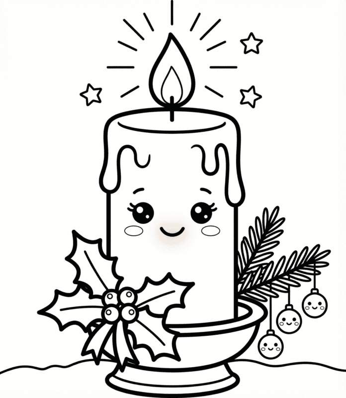 vela de natal para colorir