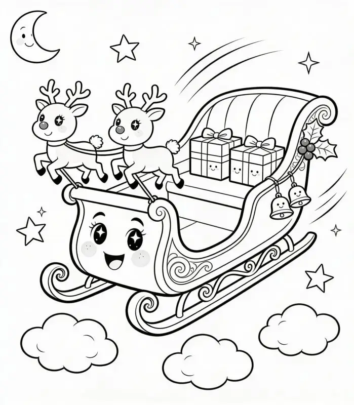 trenó do papai noel para colorir