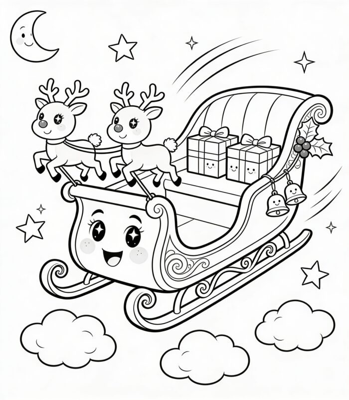 trenó do papai noel para colorir