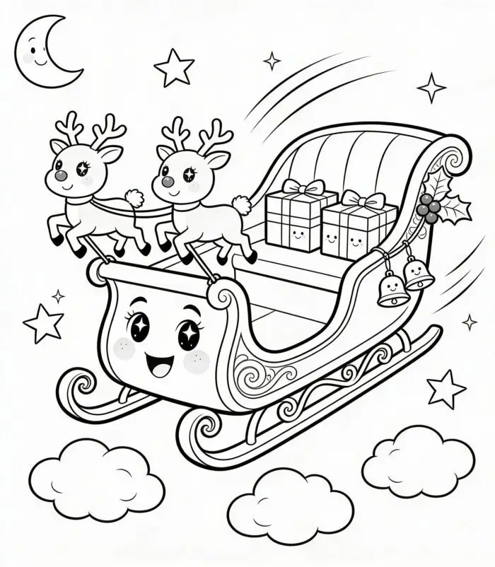 trenó do papai noel para colorir