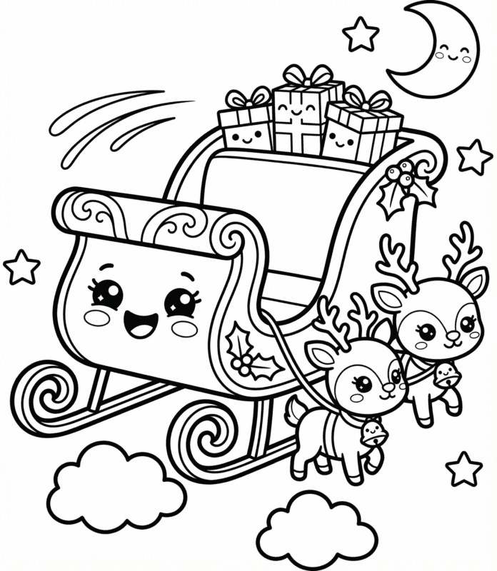 trenó do papai noel para colorir