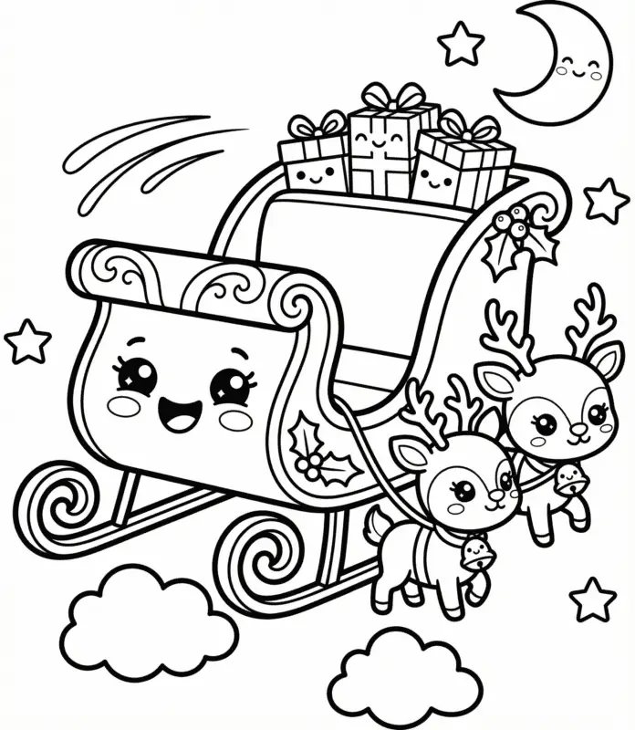 trenó do papai noel para colorir