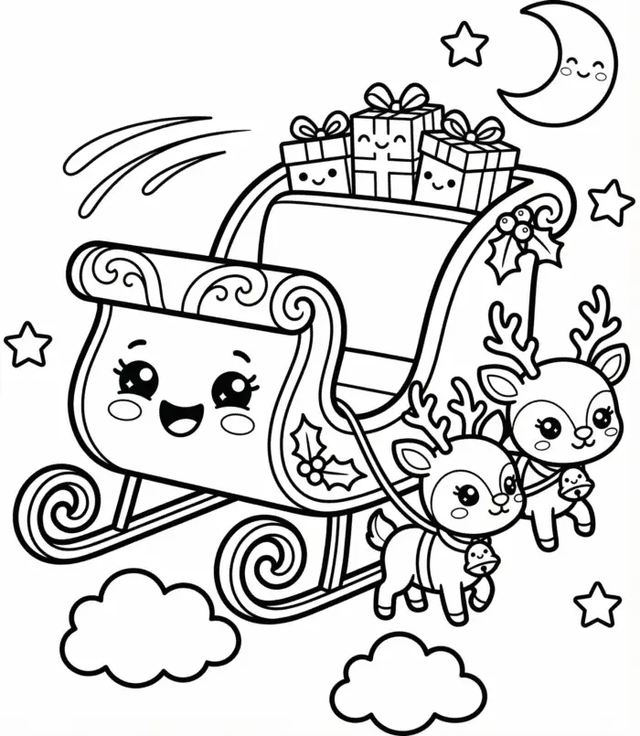 trenó do papai noel para colorir