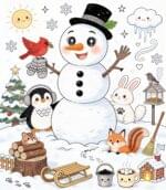 boneco de neve para colorir