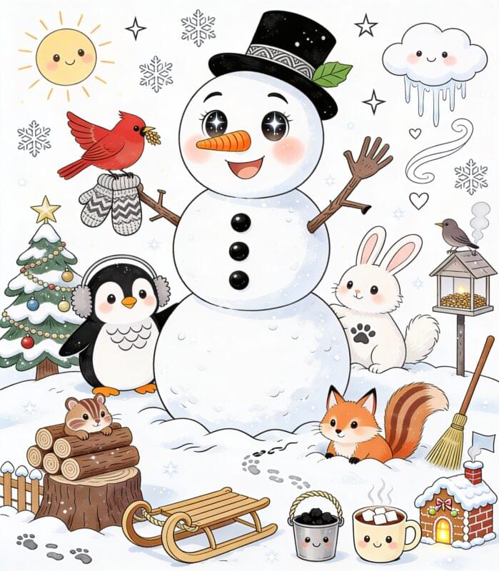 boneco de neve para colorir