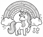 Unicórnio com Arco-íris para Colorir