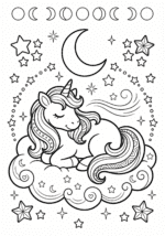 unicornio dormindo para colorir