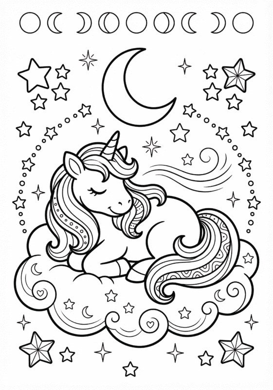 unicornio dormindo para colorir
