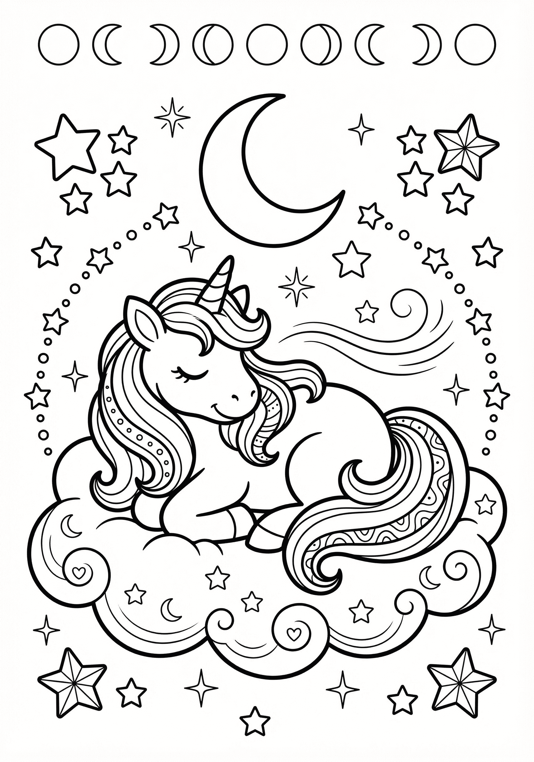 unicornio dormindo para colorir