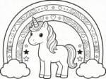 Unicórnio com Arco-íris para Colorir