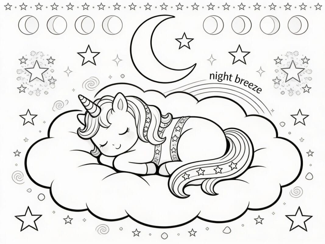 unicornio dormindo para colorir
