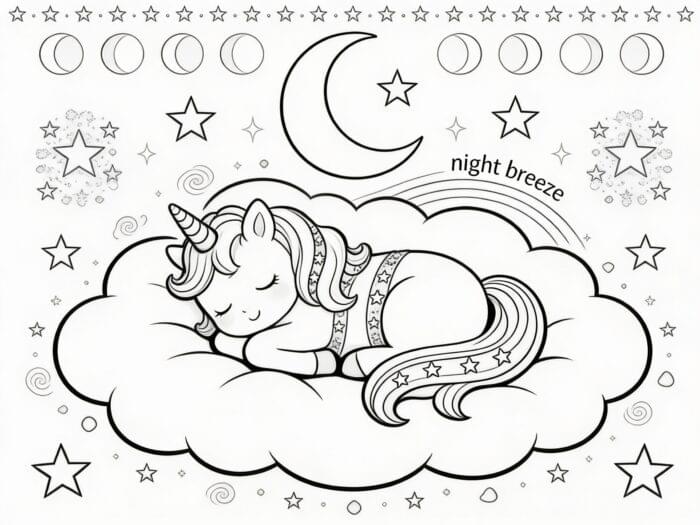 unicornio dormindo para colorir