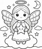 Anjo de Natal para Colorir