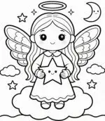 Anjo de Natal para Colorir